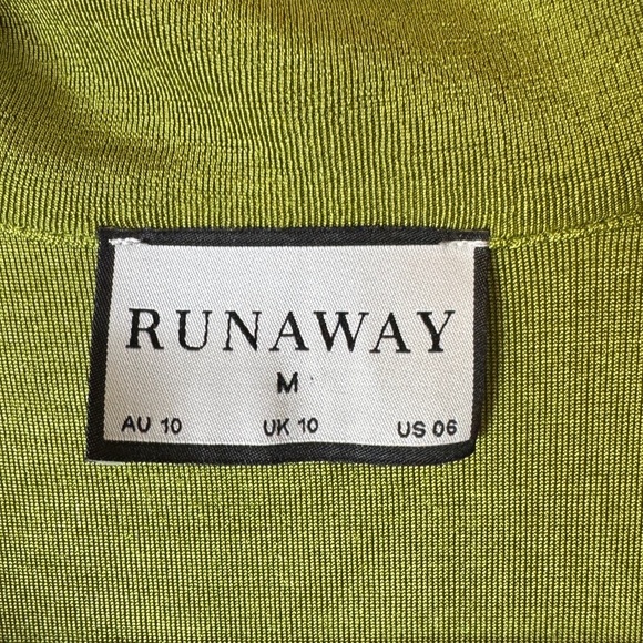 Runaway Claudia Mini Collared Button Front Waist Cut Out Grass Green Dress 6 - Picture 14 of 16